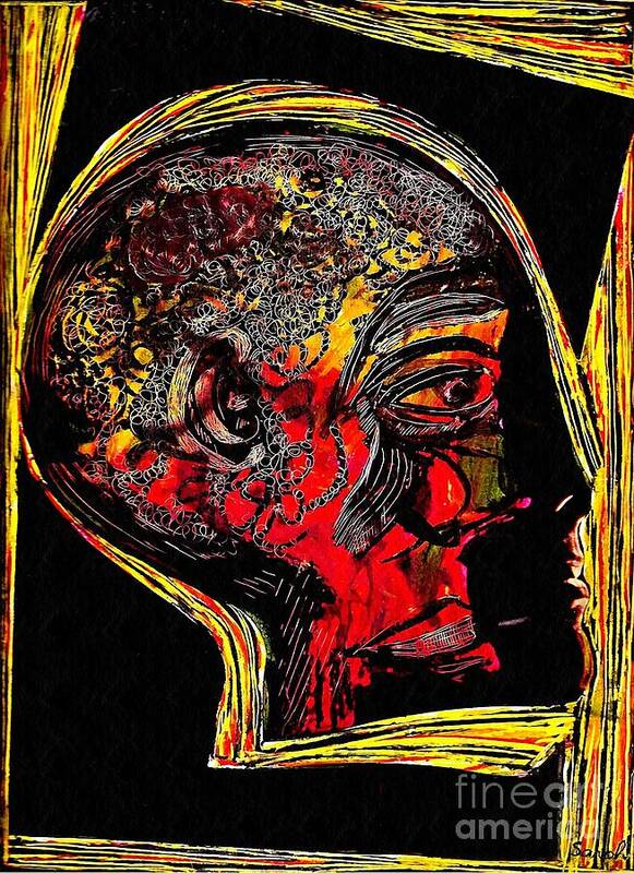 Head Poster featuring the mixed media Inner Man by Sarah Loft