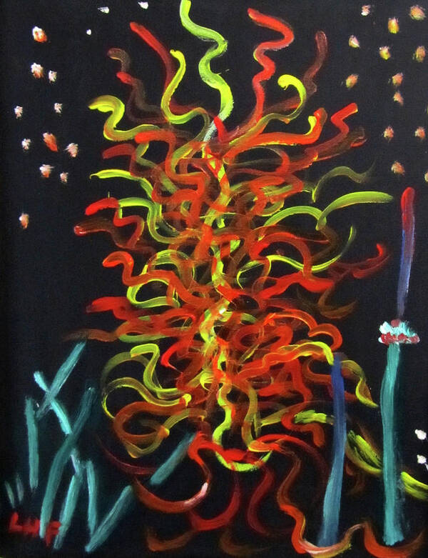 Abstract Poster featuring the painting Inspired by Chihuly by Linda Feinberg