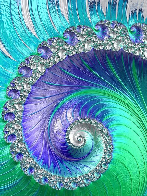 Fractal Poster featuring the digital art Inspired by Nature Fractal Spiral by Mo Barton