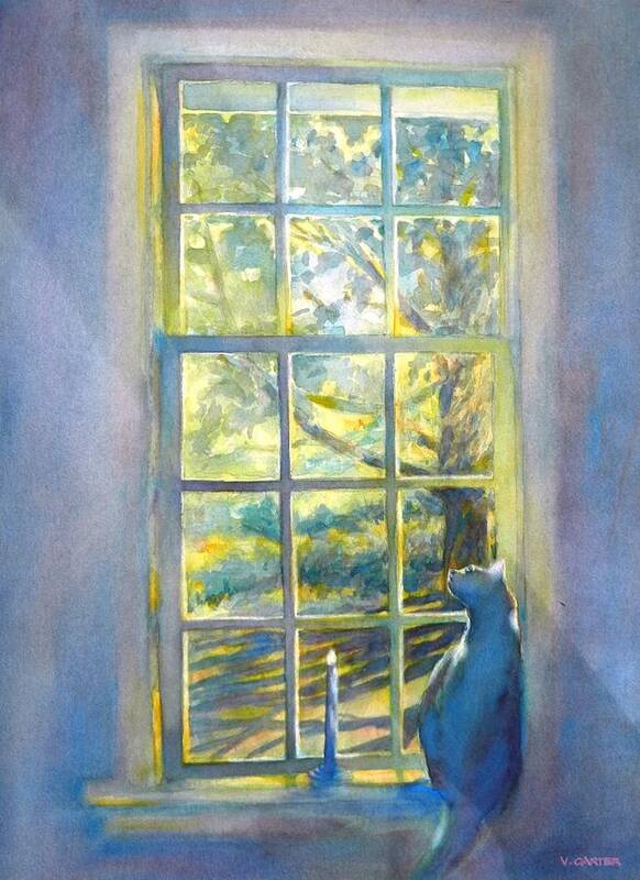 Watercolor Poster featuring the painting Ira At the Window by Virgil Carter