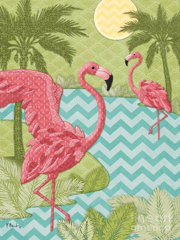 Flamingo Poster featuring the painting Island Flamingo - Vertical by Paul Brent