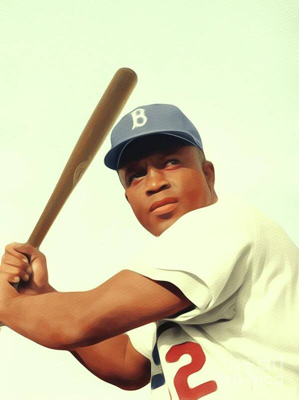 Jackie Poster featuring the painting Jackie Robinson, Baseball Legend by Esoterica Art Agency