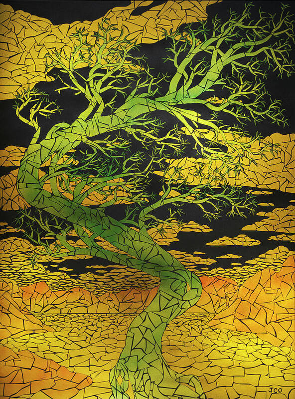 Chromasic Poster featuring the mixed media Jade tree by Jon Carroll Otterson