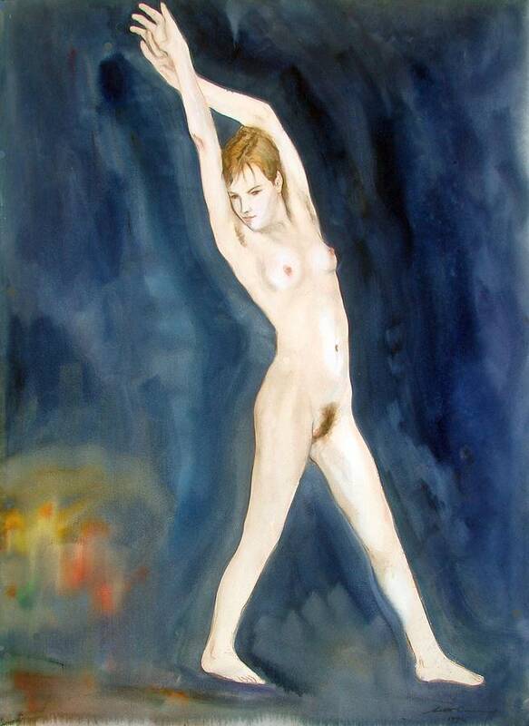 Nude Poster featuring the painting Jaime Piquant by Scott Cumming
