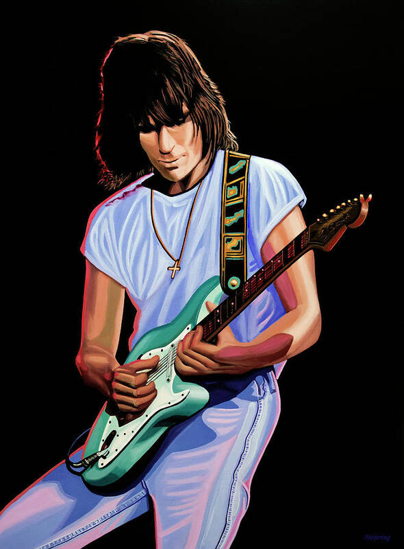 Jeff Beck Poster featuring the painting Jeff Beck Painting by Paul Meijering
