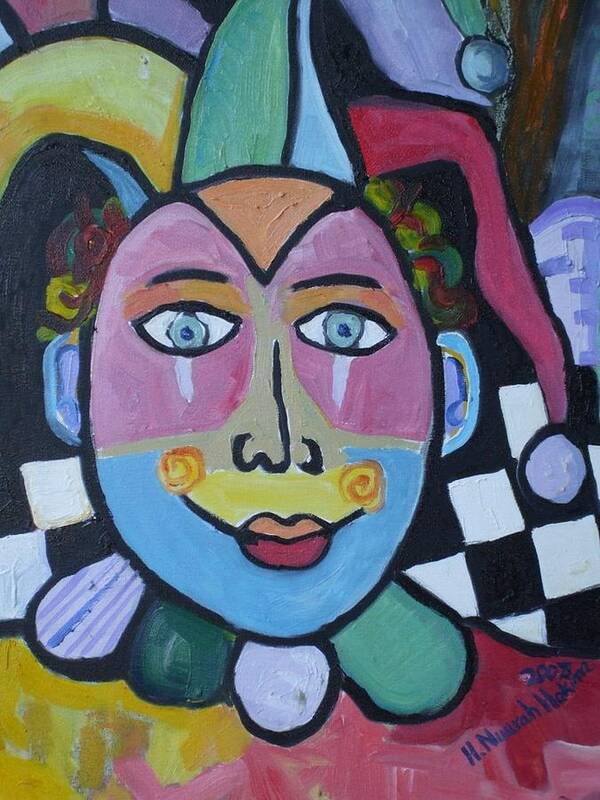 Clown Poster featuring the painting Jester by H Nuurah Hakima