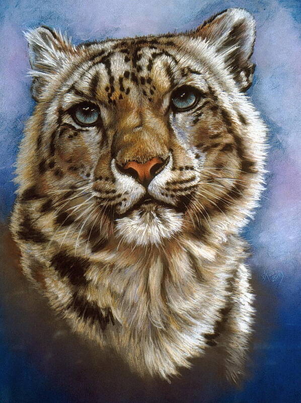 Snow Leopard Poster featuring the pastel Jewel by Barbara Keith