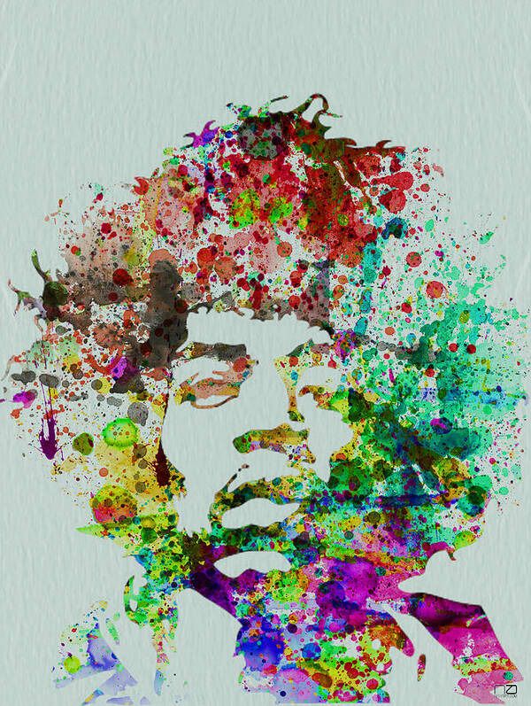 Jimmy Hendrix Poster featuring the painting Jimmy Hendrix watercolor by Naxart Studio