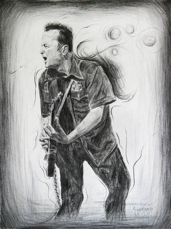 Joe Strummer Poster featuring the drawing Joe Strummer's Dream by Michael Morgan