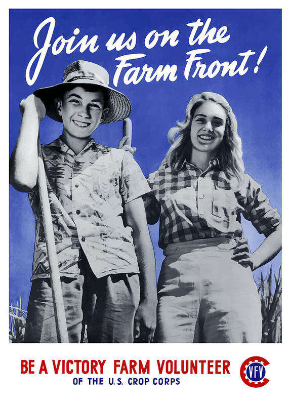Farming Poster featuring the painting Join Us On The Farm Front by War Is Hell Store