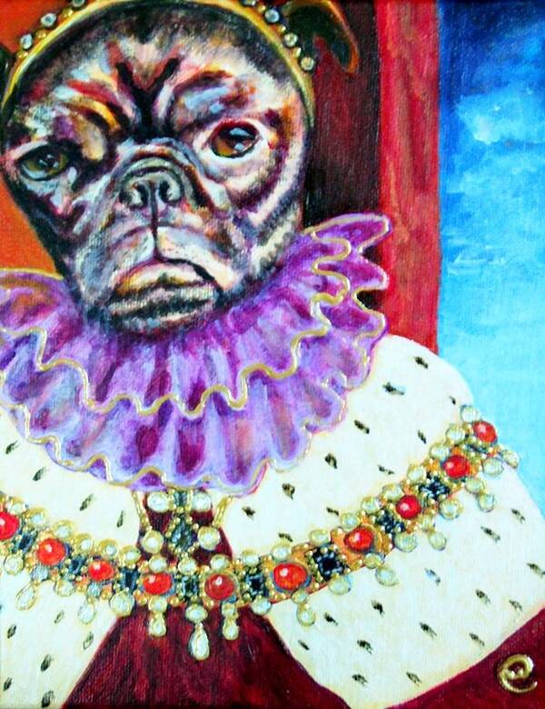 Pug Poster featuring the painting Joji by Linda Markwardt