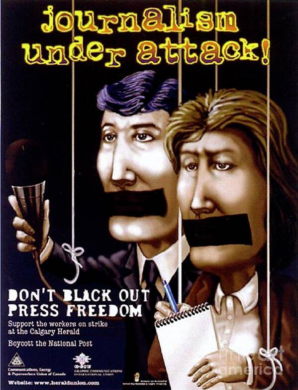 Media Poster featuring the digital art Journalism under attack by Armand Roy
