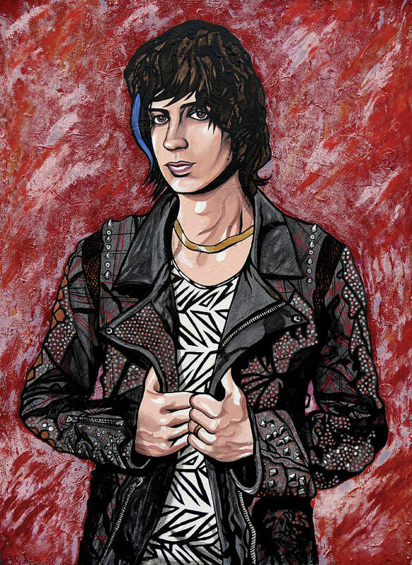 The Strokes Poster featuring the painting Julian Casablancas Red by Sarah Crumpler