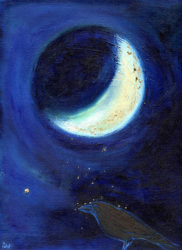 Moon Poster featuring the painting July Moon by Nancy Moniz