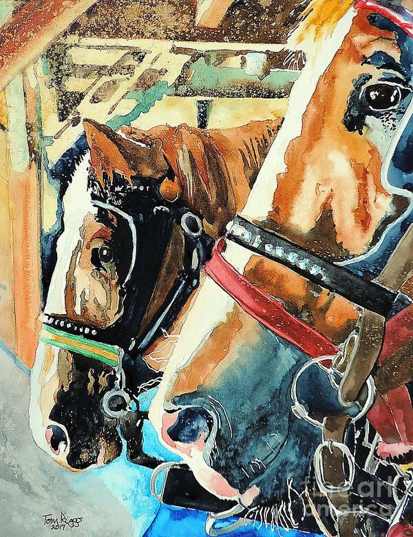 Horses Poster featuring the painting Just Chillin' by Tom Riggs