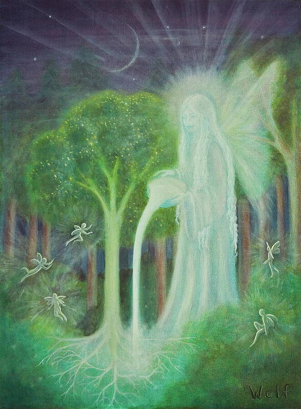 Fairy Poster featuring the painting Keeper of the Trees by Bernadette Wulf