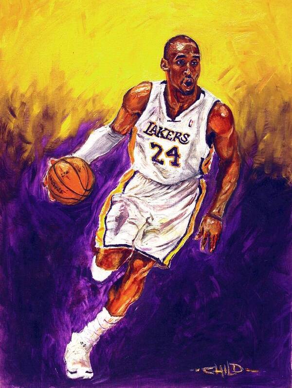 Kobe Bryant Poster featuring the painting Kobe by Brian Child