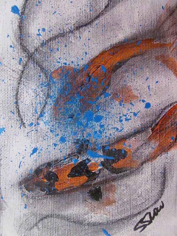 Water Poster featuring the painting Koi by Susan Voidets