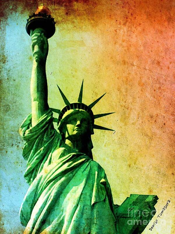 Statue Of Liberty Poster featuring the painting Lady Liberty by Denise Tomasura