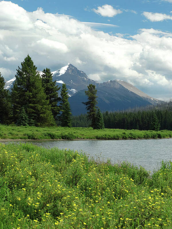 Canadian Rockies Poster featuring the photograph Lake Minnewanka Landscape by David T Wilkinson