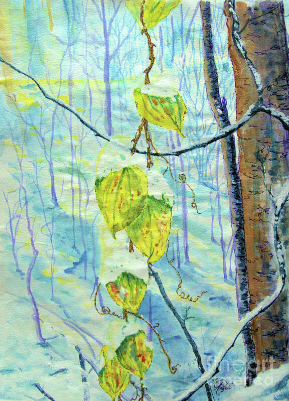 Winter Poster featuring the painting Last of the Leaves by Nicole Angell