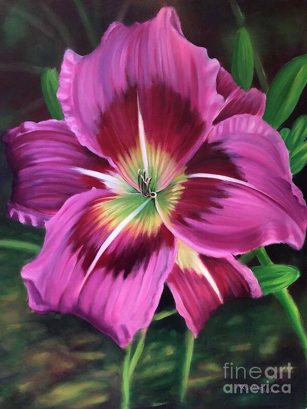 Daylily Poster featuring the painting Lavender Daylily by Rand Burns