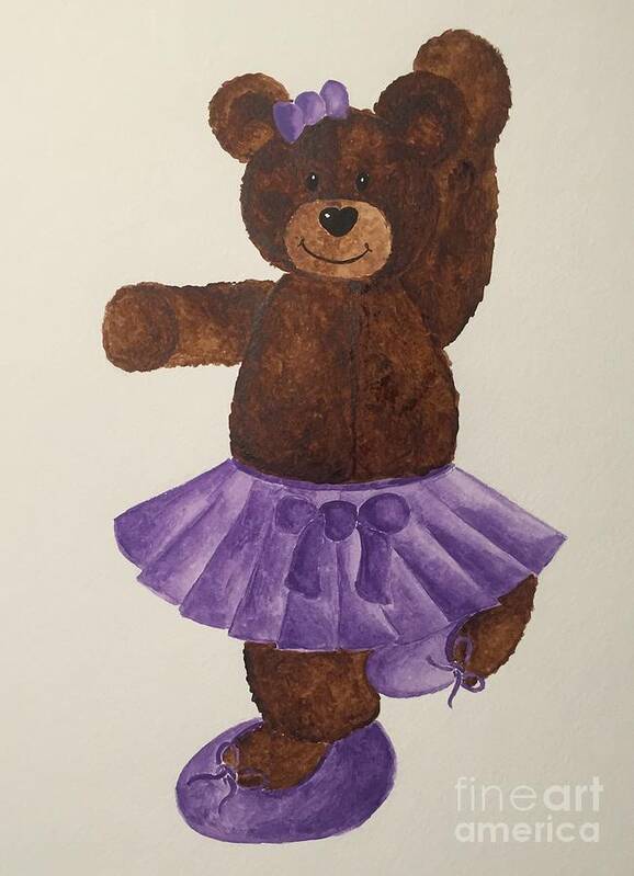 Teddy Bear Poster featuring the painting Leah's Ballerina Bear 4 by Tamir Barkan