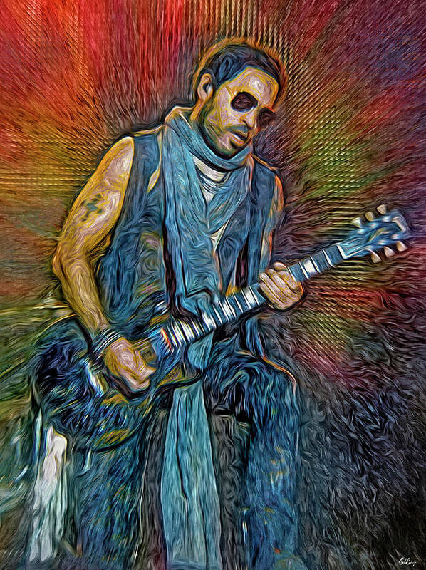 Lenny Kravitz Poster featuring the mixed media Lenny Kravitz, musician by Mal Bray