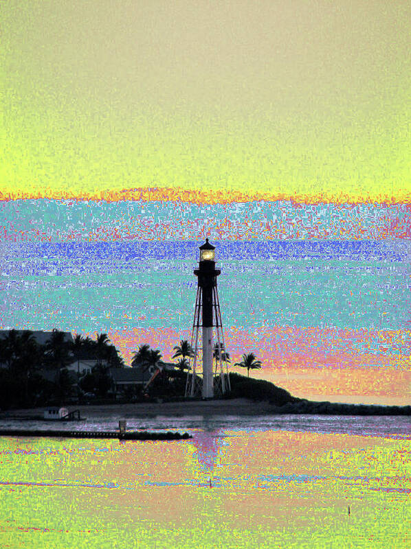 Lighthouse Poster featuring the photograph Luminous Florida Yellow at Hillsboro Lighthouse by Corinne Carroll