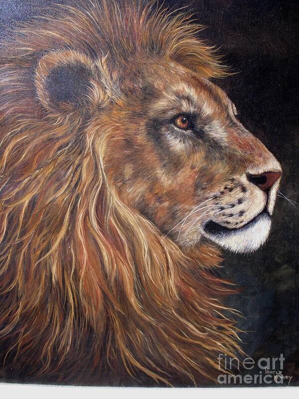 Lion Poster featuring the painting Lions Portrait by Pamela Squires