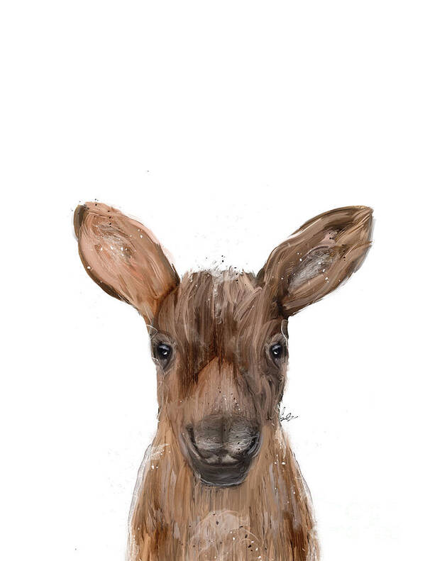 Moose Poster featuring the painting Little Moose by Bri Buckley