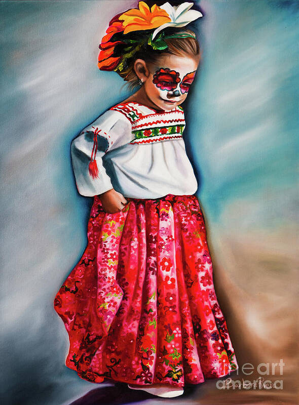 Folkloric Poster featuring the painting Little Red Dancer by Barbara Rivera