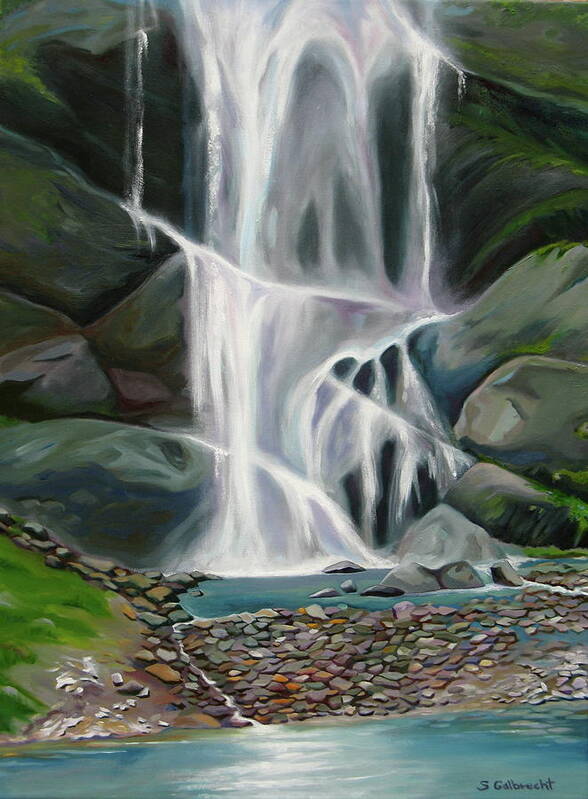 Waterfall Poster featuring the painting Living Waters by Shirley Galbrecht