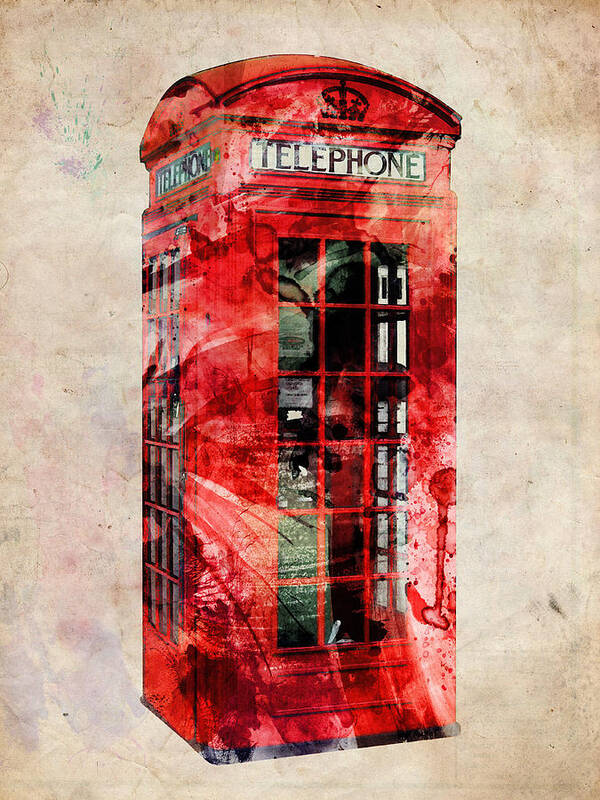 London Poster featuring the digital art London Phone Box Urban Art by Michael Tompsett