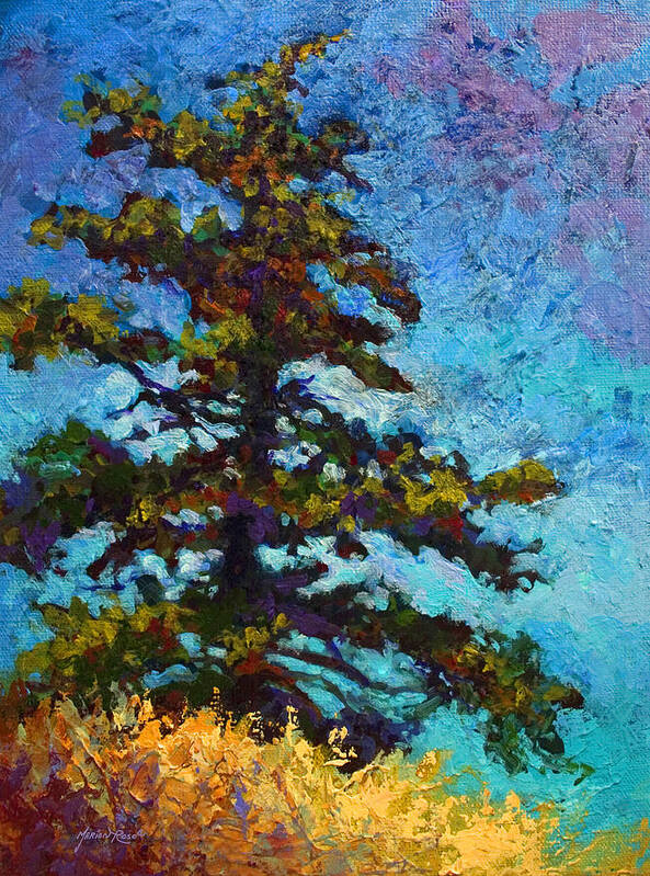 Trees Poster featuring the painting Lone Pine II by Marion Rose