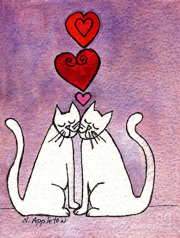 Cats Poster featuring the painting Love Cats by Norma Appleton