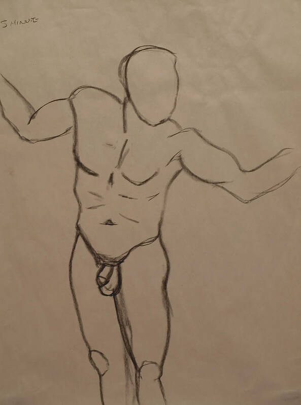 Male Poster featuring the drawing Male Nude Drawing 2 by Teri Schuster