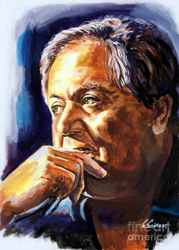 Manos Hadjidakis Poster featuring the painting Manos Hadjidakis by Star Portraits Art