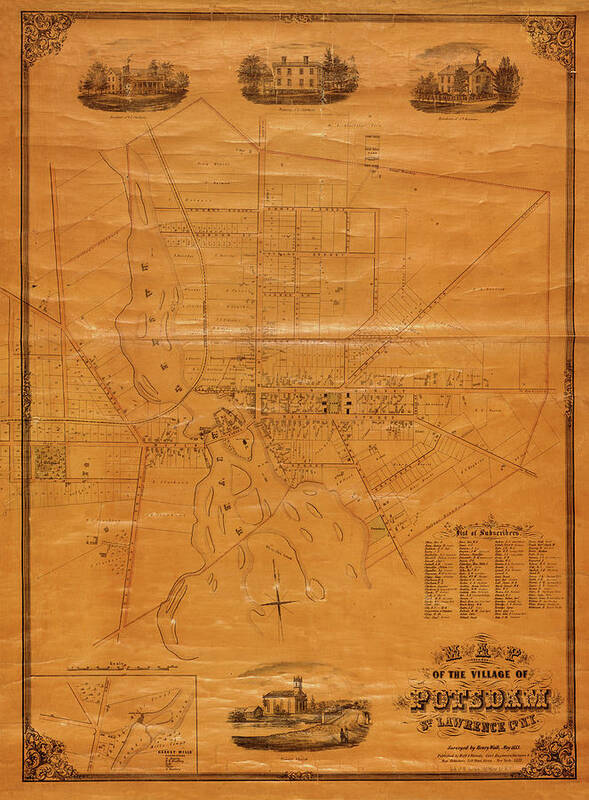 Map Of Potsdam Poster featuring the photograph Map Of Potsdam 1853 by Andrew Fare