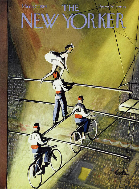 Trapeze Poster featuring the painting New Yorker March 27 1954 by Arthur Getz