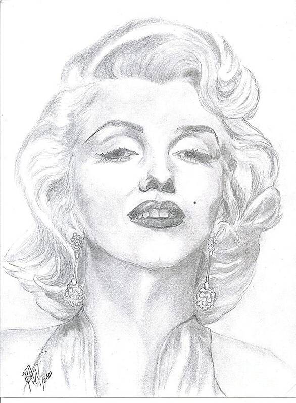 Marilyn Monroe Poster featuring the drawing Marilyn by Carol Wisniewski