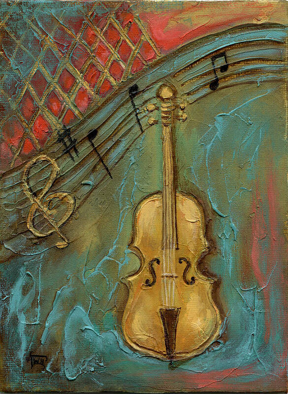 Cello Poster featuring the mixed media Mello Cello by Terry Webb Harshman
