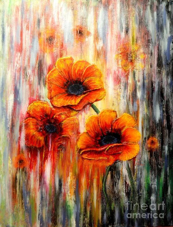 Abstract Poster featuring the painting Melting flowers by Greg Moores