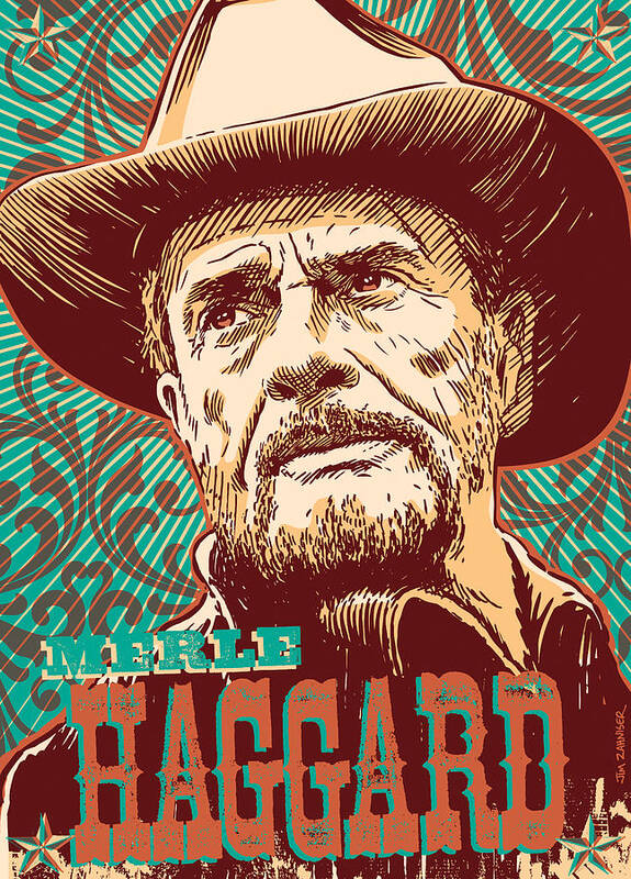 Country And Western Poster featuring the digital art Merle Haggard Pop Art by Jim Zahniser