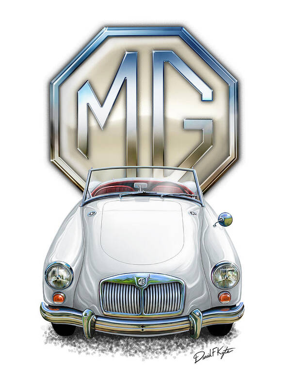 Mga Poster featuring the digital art MGA White Red Interior by David Kyte