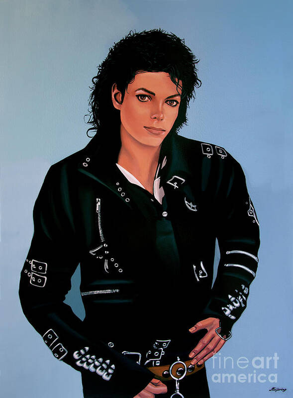 Michael Jackson Poster featuring the painting Michael Jackson Bad by Paul Meijering