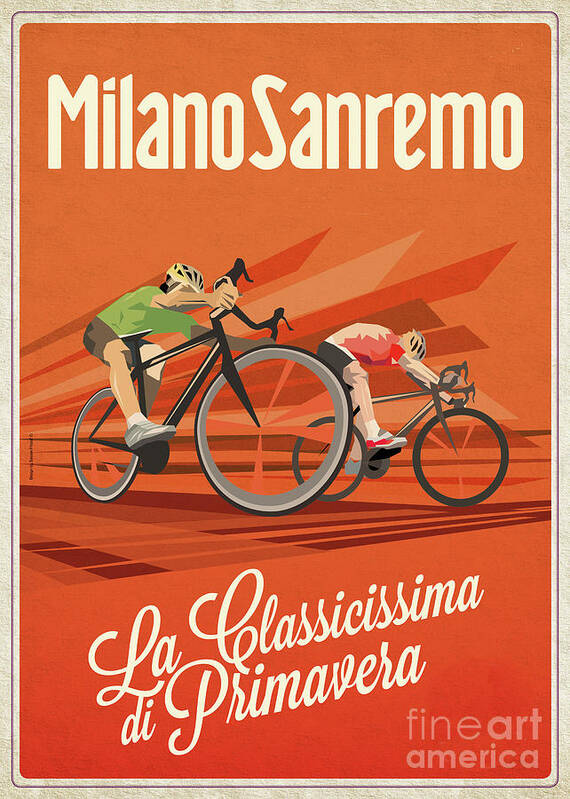 Cycling Poster featuring the digital art Milan San Remo by Sassan Filsoof