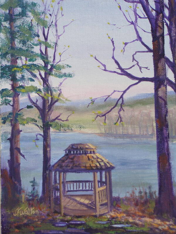 Mohican State Park Poster featuring the painting Mohican Spring Gazebo by Judy Fischer Walton