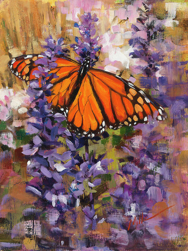Monarch Butterfly Poster featuring the painting Monarch by Mark Mille