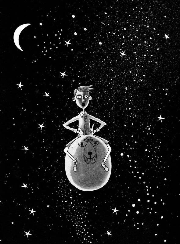 Illustration Poster featuring the drawing Moonage Daydream by Andrew Hitchen